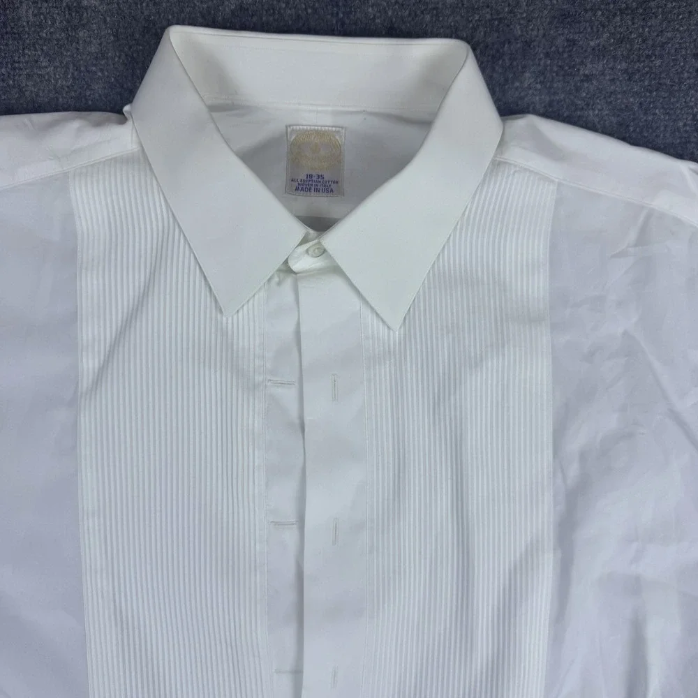Brooks Brothers Golden Fleece Mens White Egyptian Cotton Tuxedo Shirt 18 35 - Picture 2 of 10